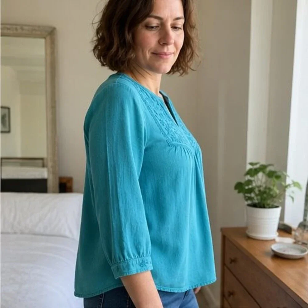 Charcoal Smocked Top